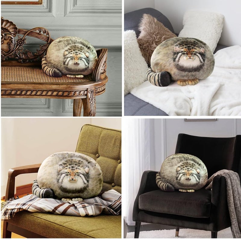 XIAOHONG Chubby Steppe Cat Pillow,18'' Pallas Cat Plush Pillow, Cute Steppe Cat Stuffed Animals Soft Plushies, Kitten Plush Throw Pillow Doll Big Plush Toys Gift for Girls Boys Girlfriend - Image 4