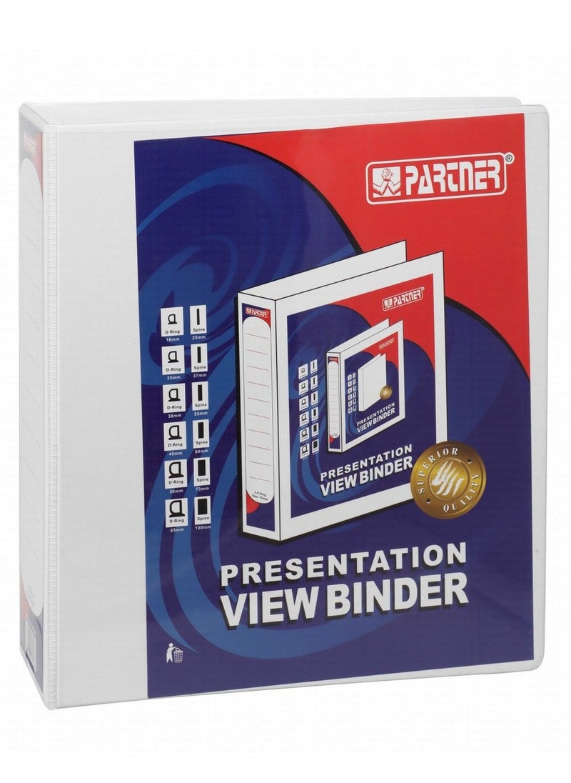PARTNER Two Ring Presentation Ring Binder White 50mm Spine  - Image 1