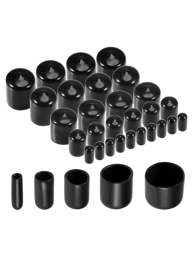uxcell uxcell 25pcs Round Rubber End Caps Protective Caps 18 14 12 34 1516 Black Vinyl Cover Screw Thread Protectors Assortment 