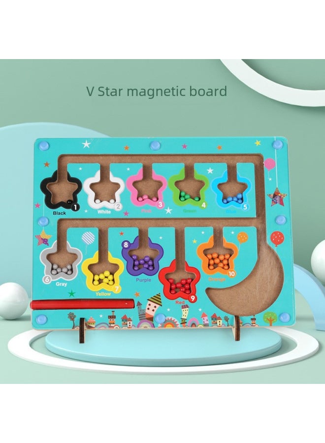 New Children's Wooden Color Classification Magnetic Counting Bead Shifting Magnetic Pen Early Education Educational Toys - Image 4