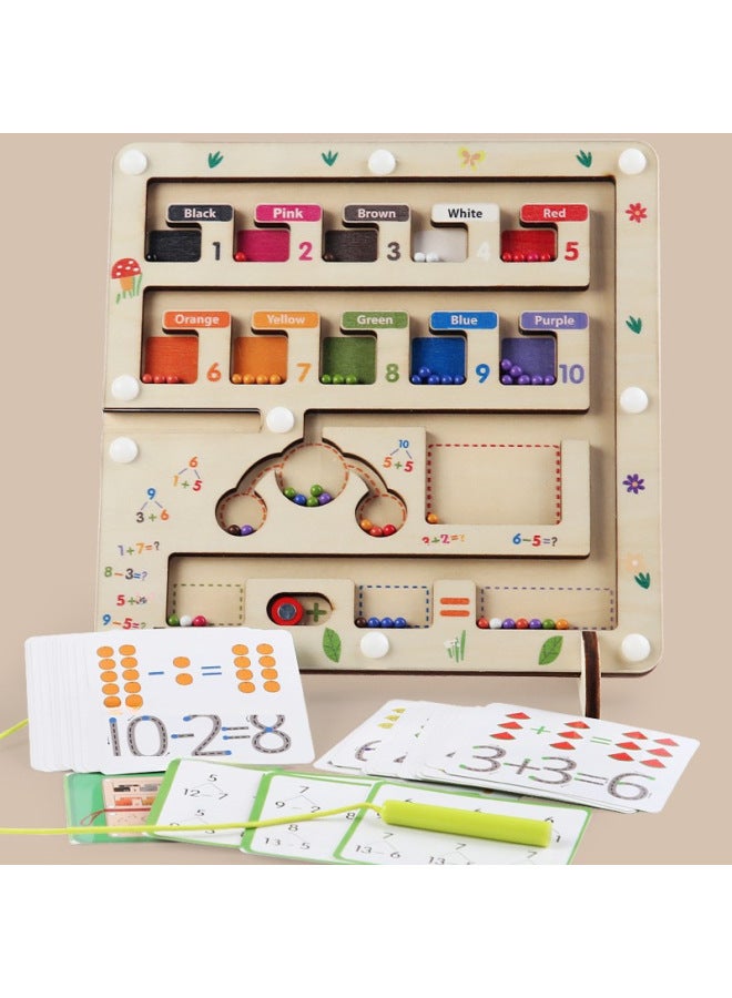 New Children's Wooden Color Classification Magnetic Counting Bead Shifting Magnetic Pen Early Education Educational Toys - Image 2