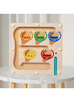 Generic New Children's Wooden Color Classification Magnetic Counting Bead Shifting Magnetic Pen Early Education Educational Toys 