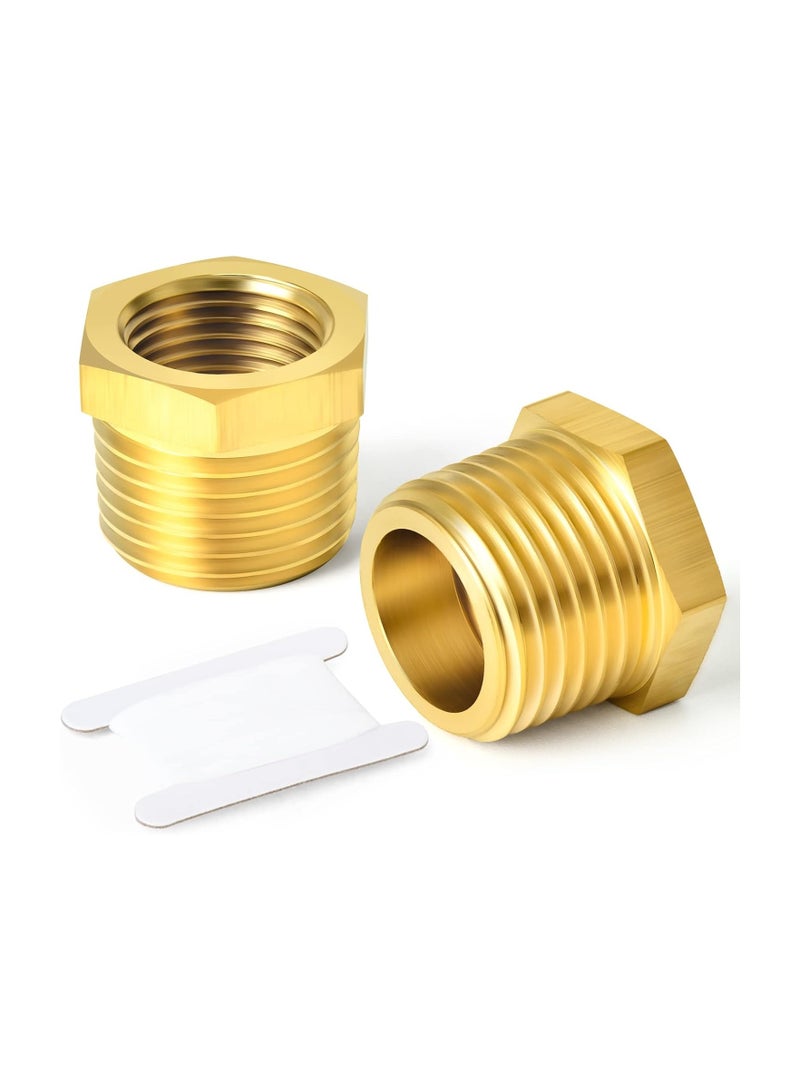 TAISHER 10PCS Brass Reducer Hex Bushing Threaded Pipe Fitting 1/2" NPT Male x 1/4" NPT Female Adapter - Image 1