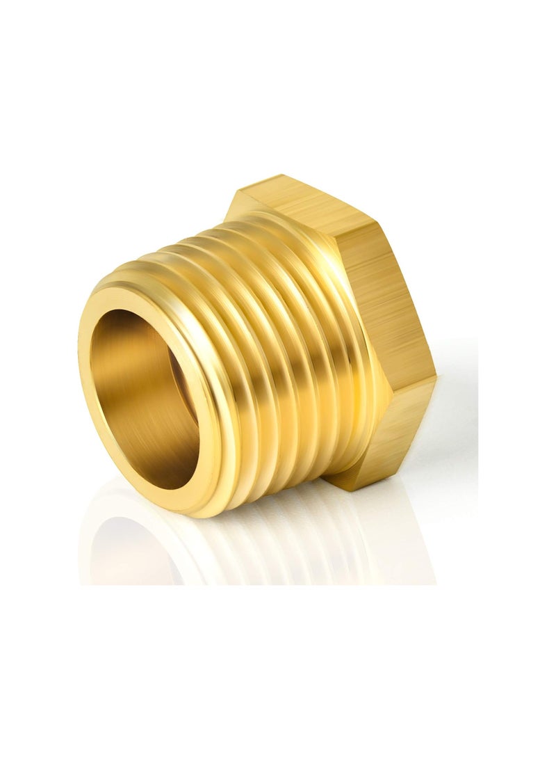 TAISHER 10PCS Brass Reducer Hex Bushing Threaded Pipe Fitting 1/2" NPT Male x 1/4" NPT Female Adapter - Image 2