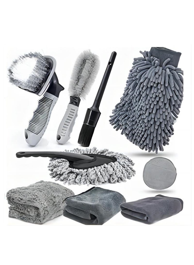 Generic Car wash tool brush Car wash brush 9-piece set Car tire brush Wheel hub brush Dense car wash glove brush set  - Image 1