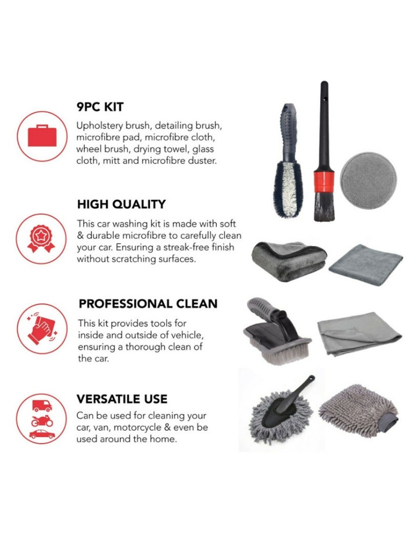 Generic Car wash tool brush Car wash brush 9-piece set Car tire brush Wheel hub brush Dense car wash glove brush set  - Image 3