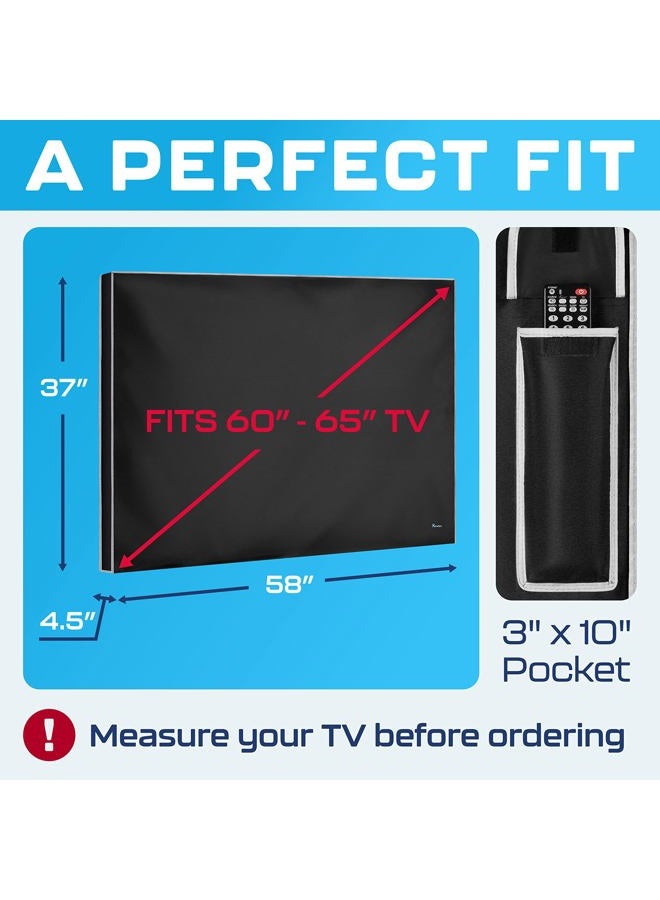 Garnetics Outdoor TV Cover 60"-65" inch - Universal Weatherproof Protector for Flat Screen TVs - Fits Most TV Mounts and Stands - Black - Image 2