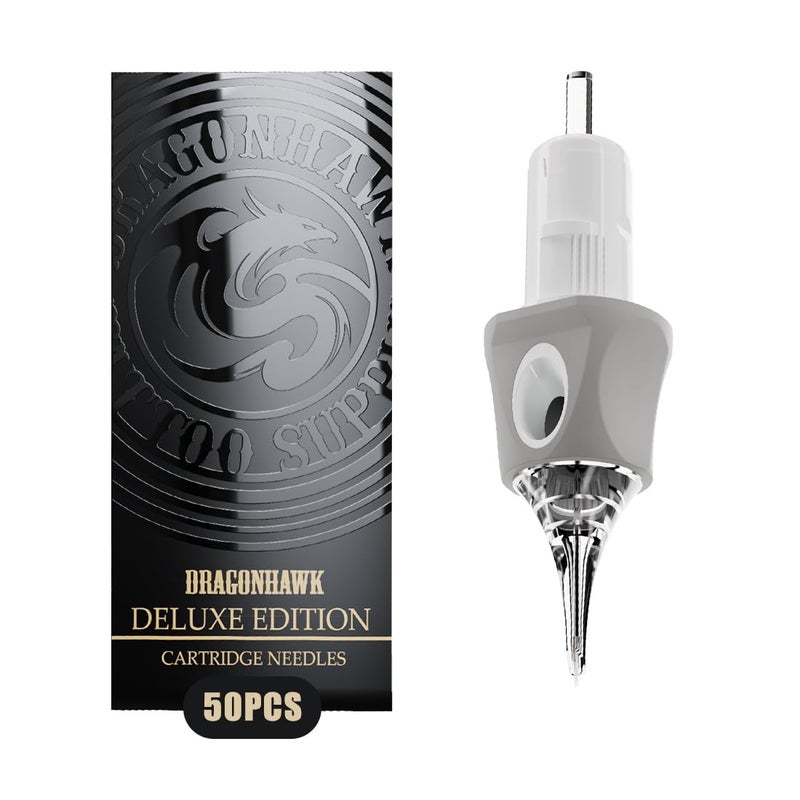 Dragonhawk Tattoo Needles Cartridges 1003RL 50 Count Glide Extra Smooth Designed for a Close Smooth Hit Round Liner - Image 1