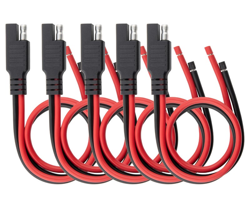 Oyviny 5PCS SAE Connector 12AWG 1 Feet SAE Extension Cable for Solar Panel Motorcycles Cars Charger Trolling Motor 2 Pin Single Plug Quick Connector Disconnect Connector - Image 1