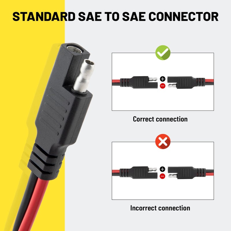 Oyviny 5PCS SAE Connector 12AWG 1 Feet SAE Extension Cable for Solar Panel Motorcycles Cars Charger Trolling Motor 2 Pin Single Plug Quick Connector Disconnect Connector - Image 4