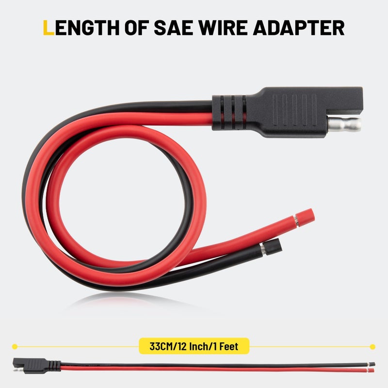 Oyviny 5PCS SAE Connector 12AWG 1 Feet SAE Extension Cable for Solar Panel Motorcycles Cars Charger Trolling Motor 2 Pin Single Plug Quick Connector Disconnect Connector - Image 5