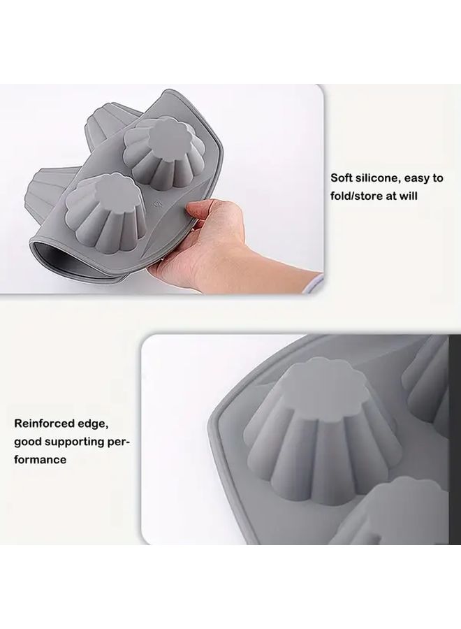 Gray Nordic Style Flower Shaped Silicone Mold Set Heat Resistant Reusable Dishwasher Safe For Cakes Jelly Baking Holiday Party - Image 5