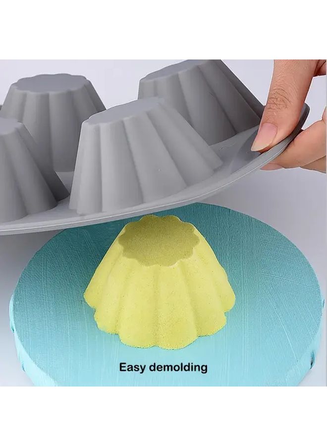 Gray Nordic Style Flower Shaped Silicone Mold Set Heat Resistant Reusable Dishwasher Safe For Cakes Jelly Baking Holiday Party - Image 2