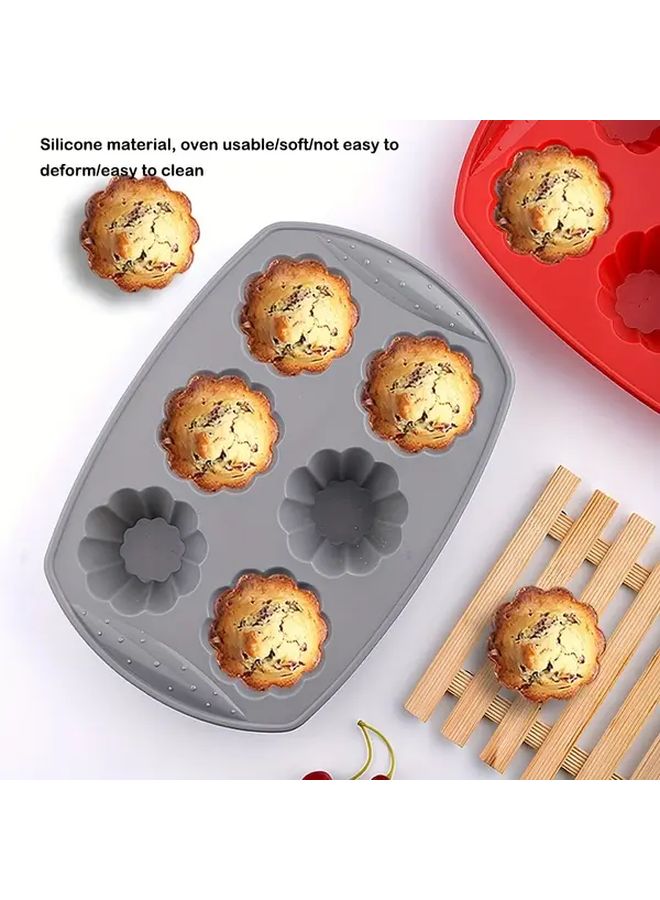 Gray Nordic Style Flower Shaped Silicone Mold Set Heat Resistant Reusable Dishwasher Safe For Cakes Jelly Baking Holiday Party - Image 3