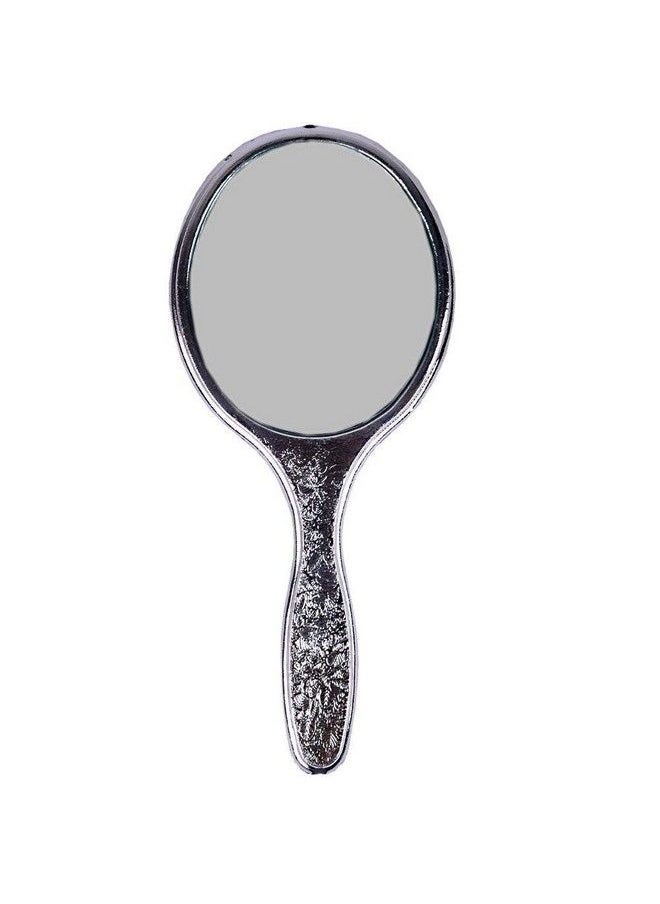 Inaaya Designer Makeup Mirror With Handle Mirror Handheld Light Weighted Mirror For Travelling Silver 25 Grams Pack Of 1  - Image 2