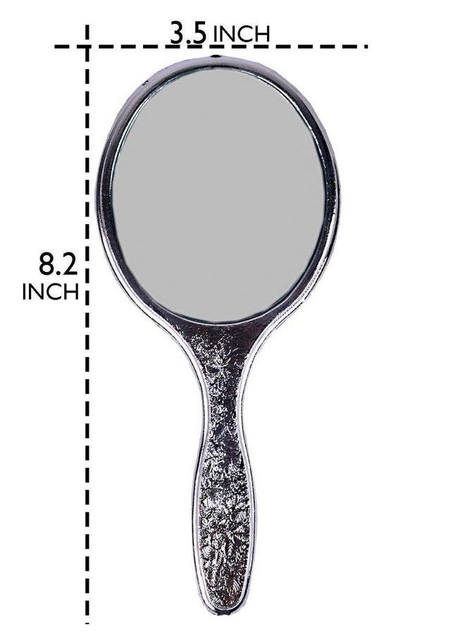 Inaaya Designer Makeup Mirror With Handle Mirror Handheld Light Weighted Mirror For Travelling Silver 25 Grams Pack Of 1  - Image 3