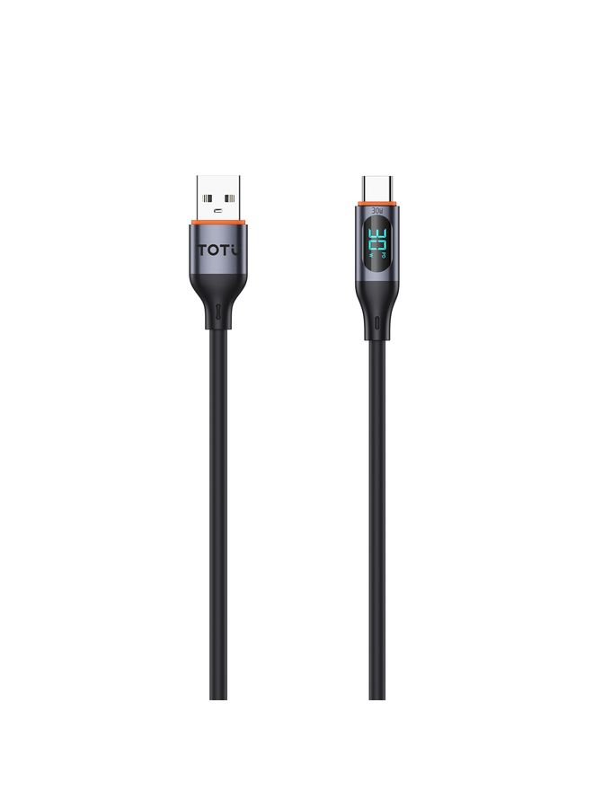 TOTU CB-7-T 30W USB to USB-C / Type-C Digital Display Fast Charging Silicone Cable, Length: 1m(Black) - Image 1