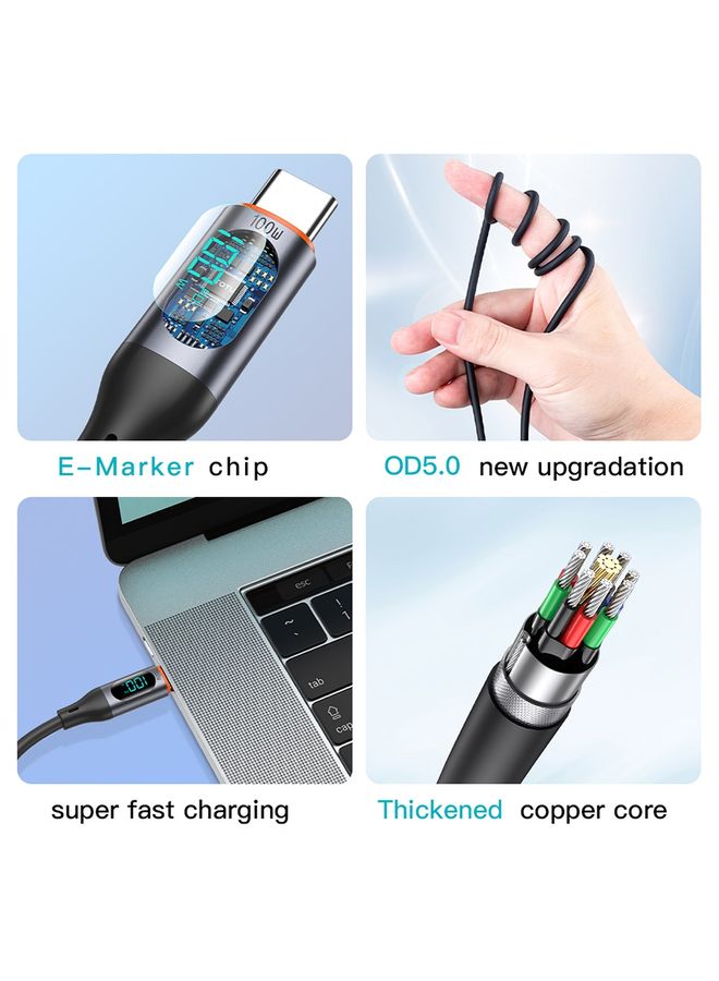 TOTU CB-7-T 30W USB to USB-C / Type-C Digital Display Fast Charging Silicone Cable, Length: 1m(Black) - Image 3