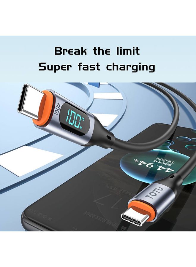 TOTU CB-7-T 30W USB to USB-C / Type-C Digital Display Fast Charging Silicone Cable, Length: 1m(Black) - Image 4