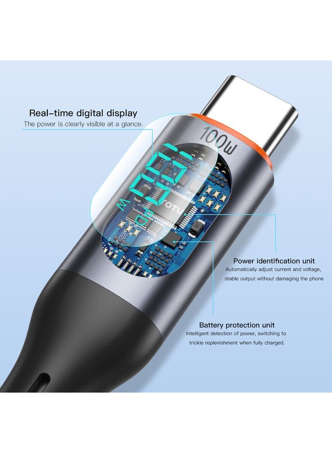 TOTU CB-7-T 30W USB to USB-C / Type-C Digital Display Fast Charging Silicone Cable, Length: 1m(Black) - Image 5