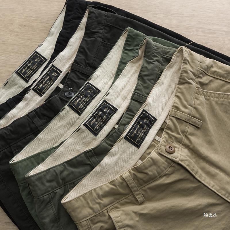 Mens Summer Washed Casual Shorts Solid Slim Fit Khaki  - Image 3