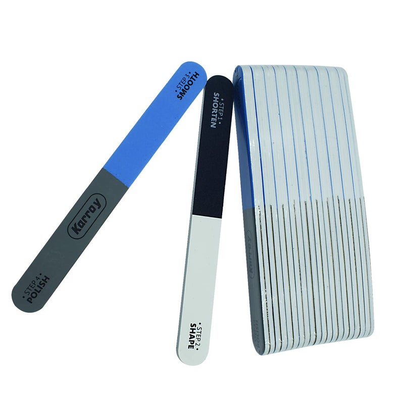 Karroy Nail File and Buffer for Natural Nails Dual Sided 4 Steps Shorten-Shape-Smooth-Polishing Nail Tools 20pcs - Image 1