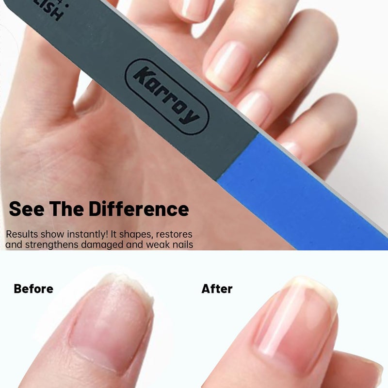 Karroy Nail File and Buffer for Natural Nails Dual Sided 4 Steps Shorten-Shape-Smooth-Polishing Nail Tools 20pcs - Image 2