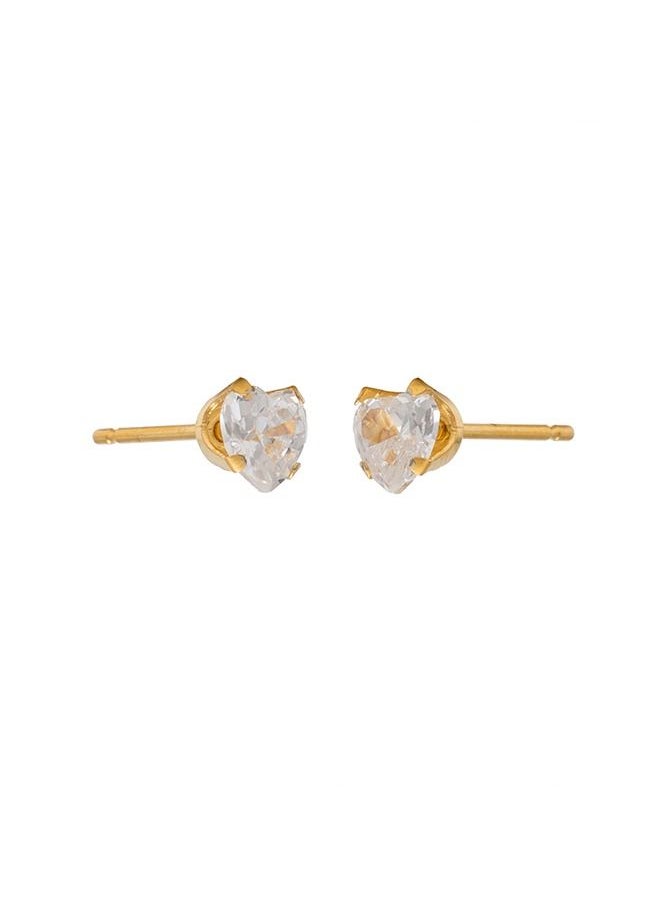 Studex - 5X5MM Cubic Zirconia Heart 24K Pure Gold Plated Ear Studs - Image 1