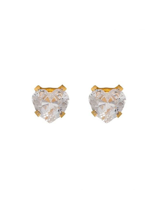 Studex - 5X5MM Cubic Zirconia Heart 24K Pure Gold Plated Ear Studs - Image 1