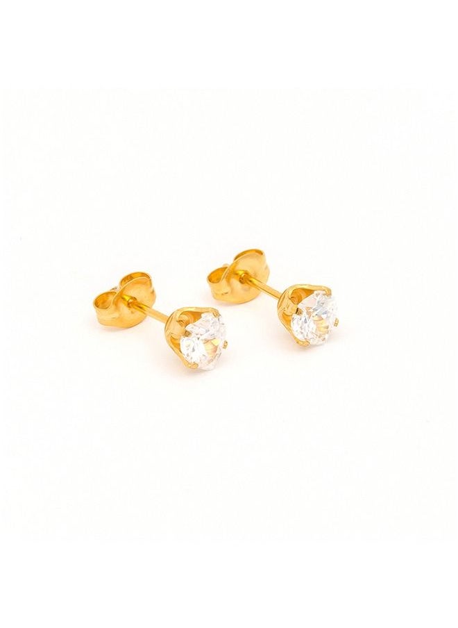 Studex - 5X5MM Cubic Zirconia Heart 24K Pure Gold Plated Ear Studs - Image 1
