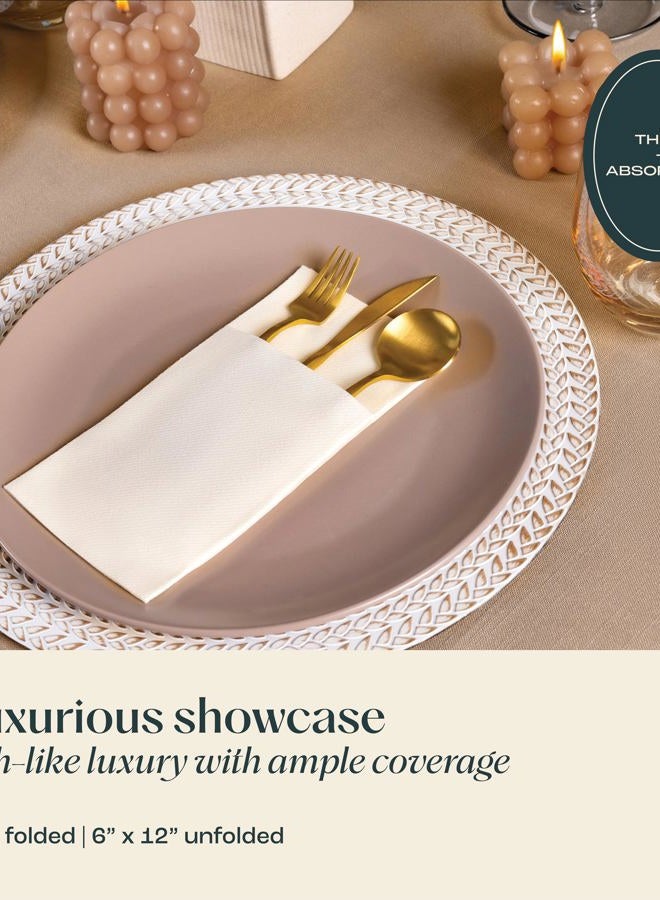 Servietto 50-Pack Disposable Linen-Feel Dinner Napkins with Built-in Flatware Pocket, RED Prefolded Cloth Like Paper Napkins for Christmas, Wedding, Dinner Or Party - Image 3