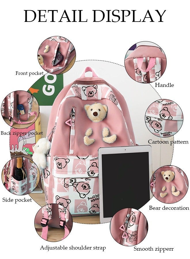 DUNISO 3PCS Kids School Backpack Set Canvas Laptop School Bag Sets for Kids with Lunch Bag,Pencil Box,Large-capacity Bookbag for Girls Boys Back to School Supplies - Image 3