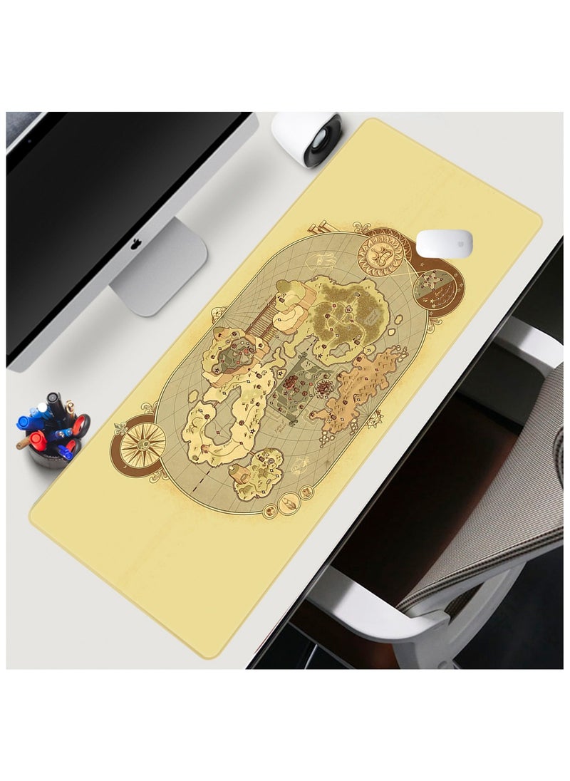 Fabienne - Large Mouse Pad Extended Gaming Mouse Pad 90x40cm Non-Slip Rubber Base World Map Mouse pad Office Desk Mat Desk Pad Smooth Surface for Precision Gaming & Work Light Yellow - Image 1