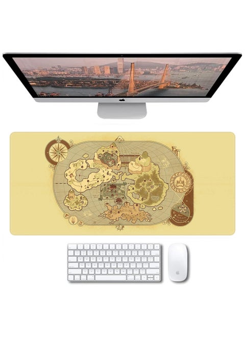 Large Mouse Pad Extended Gaming Mouse Pad 90x40cm Non-Slip Rubber Base World Map Mouse pad Office Desk Mat Desk Pad Smooth Surface for Precision Gaming & Work Light Yellow