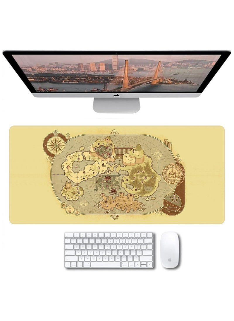 Fabienne - Large Mouse Pad Extended Gaming Mouse Pad 90x40cm Non-Slip Rubber Base World Map Mouse pad Office Desk Mat Desk Pad Smooth Surface for Precision Gaming & Work Light Yellow - Image 1