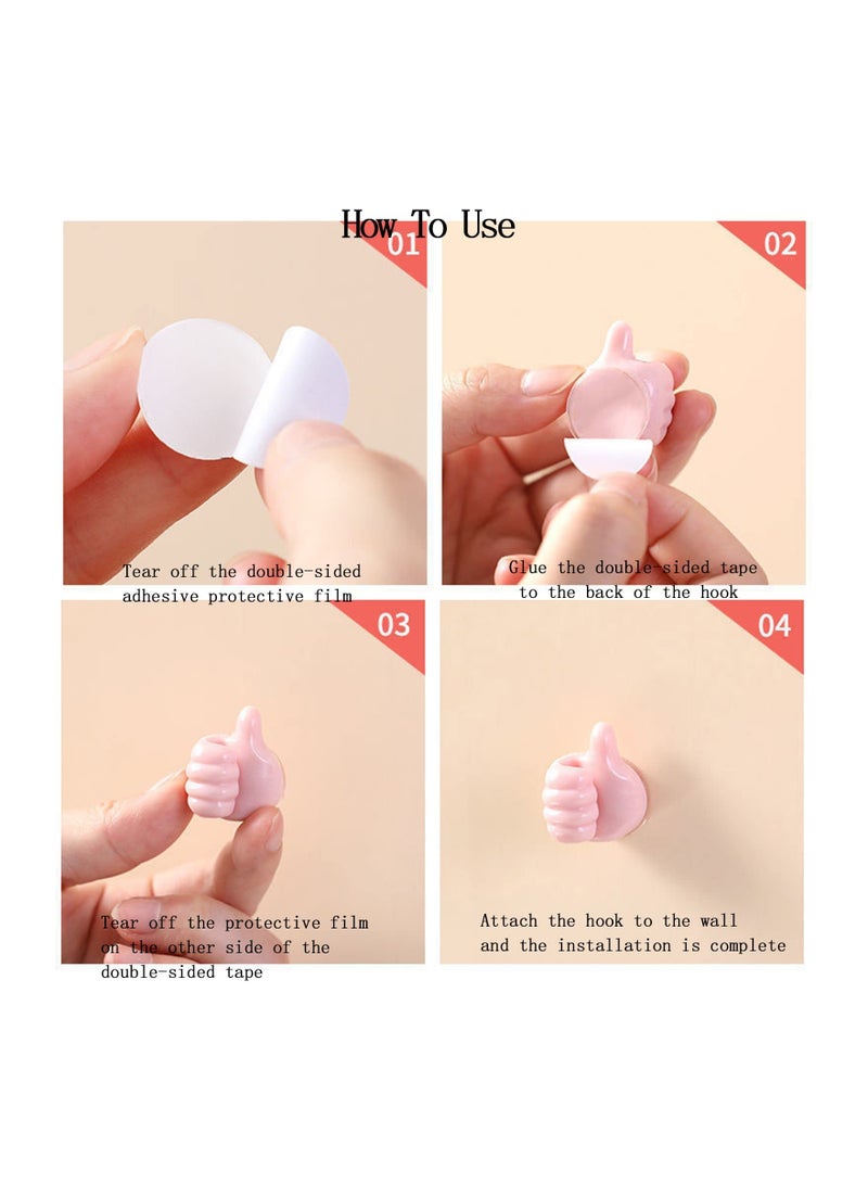 KASTWAVE Thumb Wall Hooks for Hanging, 12 Pcs Creative Silicone Self Adhesive Thumb Cable Organizer Clips, Multifunction Nails-Free Finger Adhesive Hooks for Kitchen Living Room Bedroom - Image 3