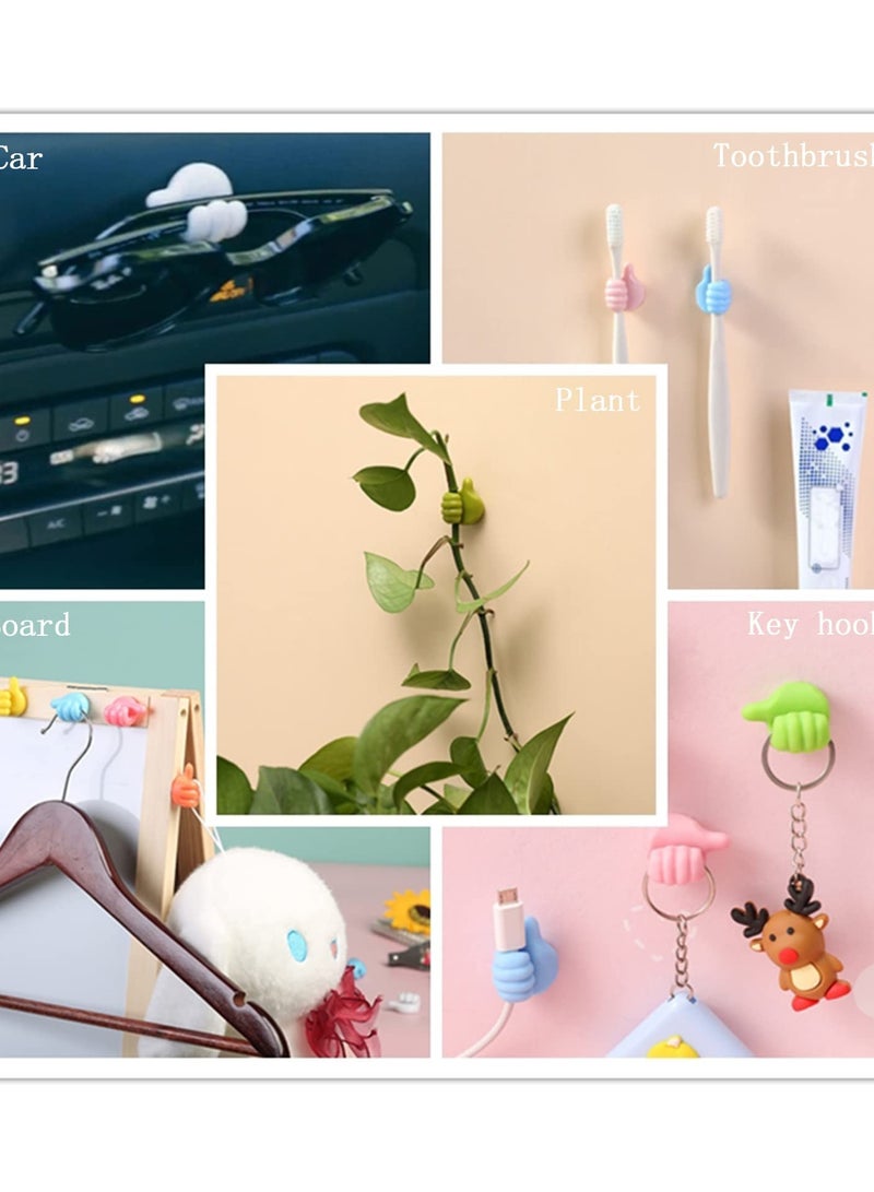 KASTWAVE Thumb Wall Hooks for Hanging, 12 Pcs Creative Silicone Self Adhesive Thumb Cable Organizer Clips, Multifunction Nails-Free Finger Adhesive Hooks for Kitchen Living Room Bedroom - Image 5