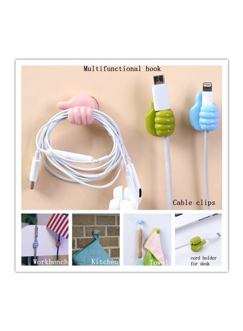 KASTWAVE Thumb Wall Hooks for Hanging, 12 Pcs Creative Silicone Self Adhesive Thumb Cable Organizer Clips, Multifunction Nails-Free Finger Adhesive Hooks for Kitchen Living Room Bedroom - Image 2