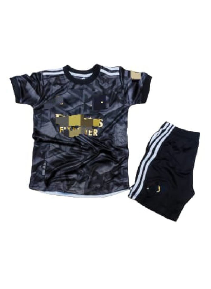 Generic Boys' football kit, imported from high-quality materials, black 