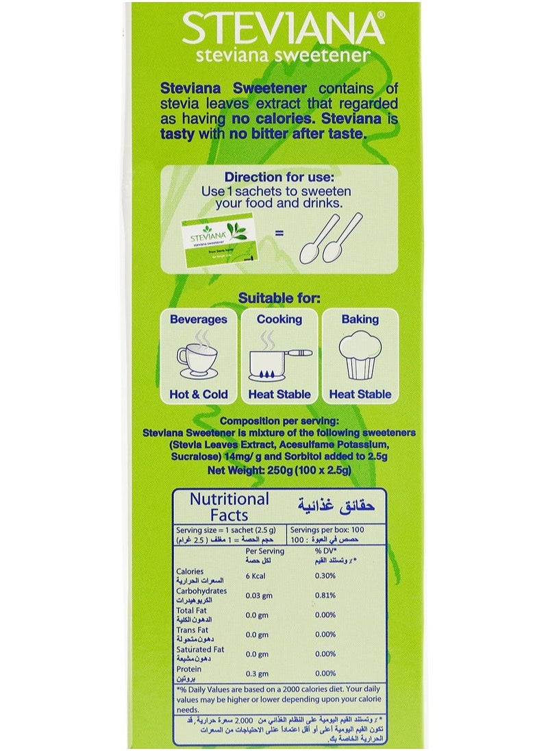 Steviana Sweetener 100 Sachets 250grams