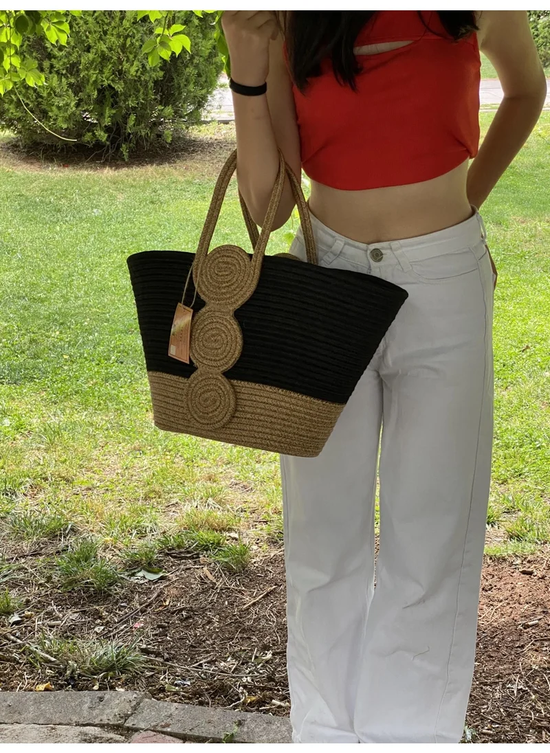 BDZ Deri Jute Straw Look Handbag Beach Bag Shoulder Bag