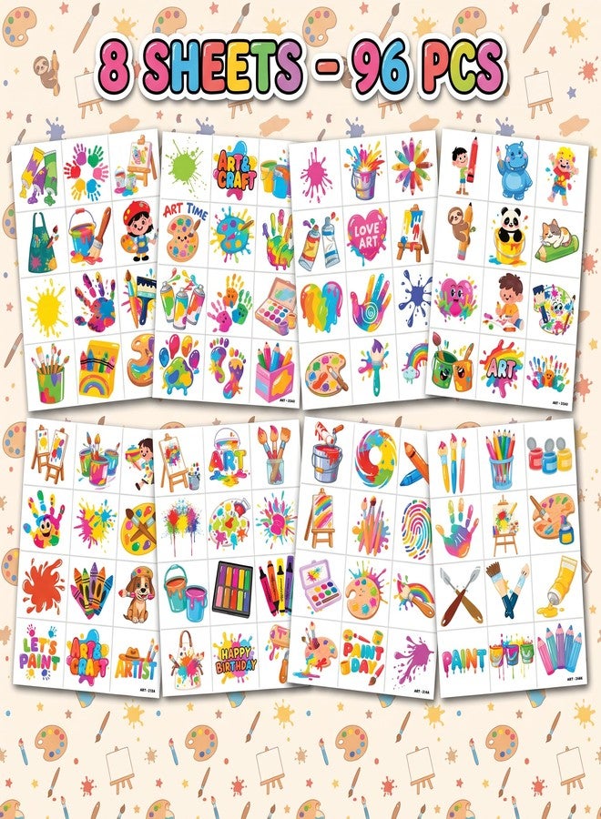 91TATTOOS 96 PCS Art Theme Temporary Tattoos for Kids - Image 3