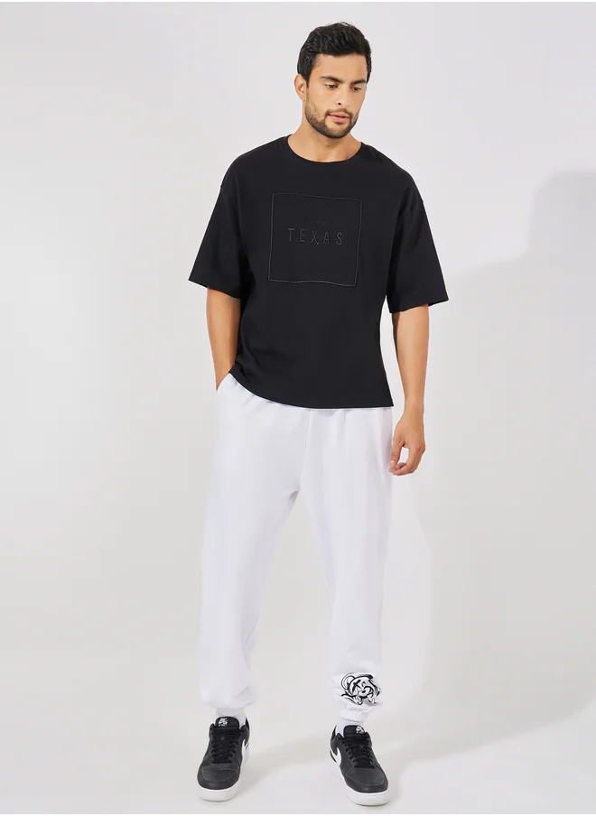 ستايلي Styli Teddy Placement Print Oversized Joggers with Drawcord