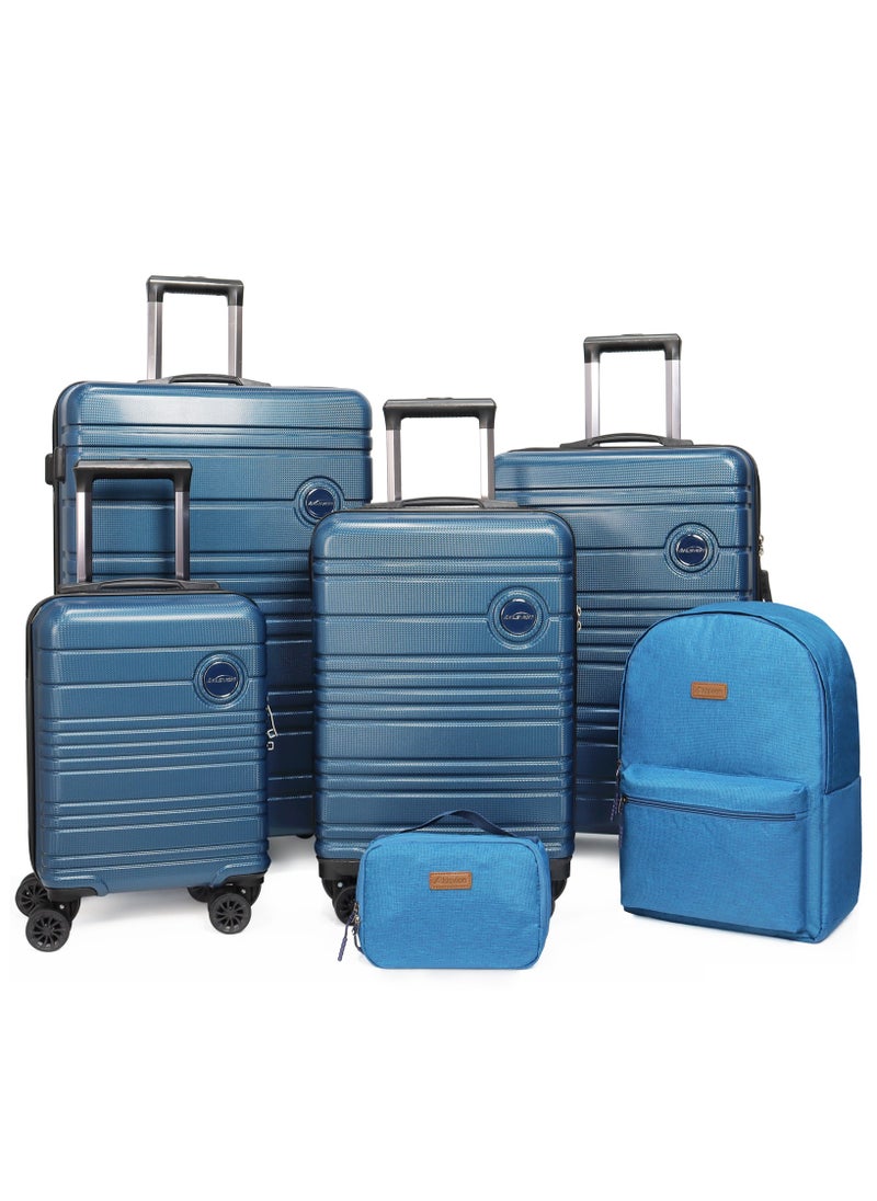 Aklsvion Aklsvion 4 Pack Of Hardside Spinner Number Locked Luggage Trolley Bag ABS Hard Sided Luggage Set Of 4 Pieces 16,20,24,28 Inch Navy Blue  - Image 1