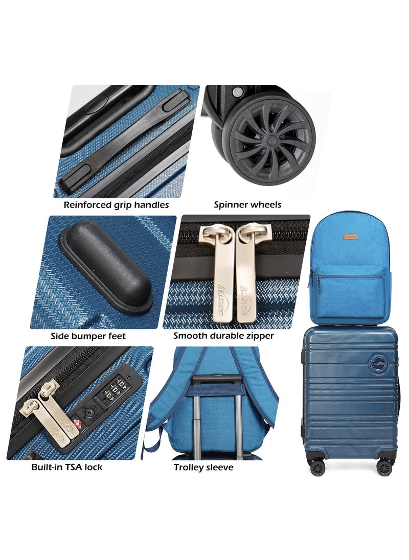 Aklsvion Aklsvion 4 Pack Of Hardside Spinner Number Locked Luggage Trolley Bag ABS Hard Sided Luggage Set Of 4 Pieces 16,20,24,28 Inch Navy Blue  - Image 3