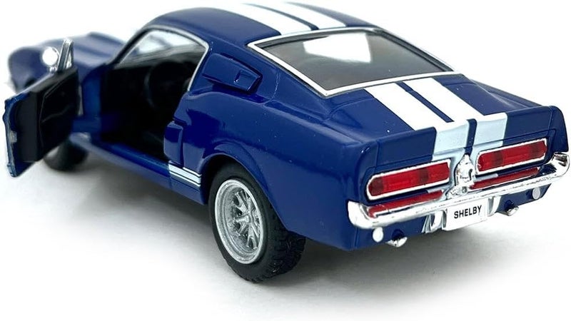 كين سمارت سيارة كينسمارت 1967 فورد شيلبي موستانج GT500 زرقاء بمقياس 1:38 بطول 5 بوصات من السبائك المصبوبة لعبة سباق مع حركة سحب للخلف - Image 3