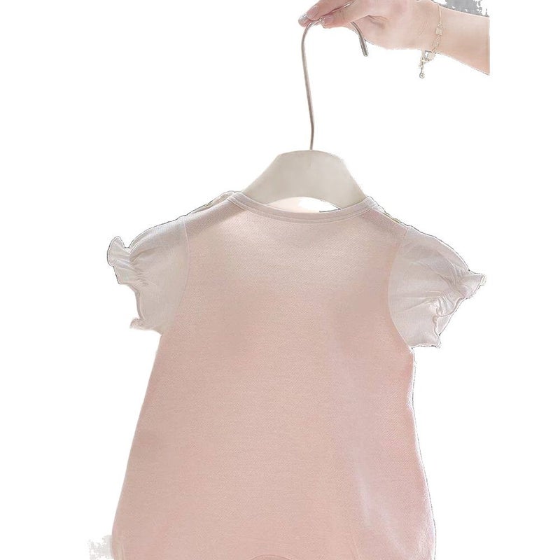 Baby Romper with 3D Floral Pattern, Short Sleeve, Lightweight - Image 5