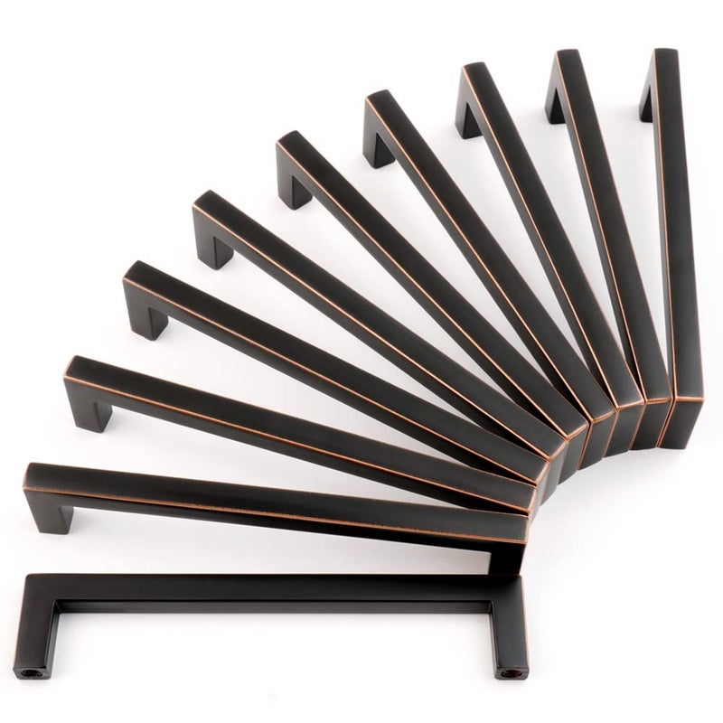 KOOFIZO Solid Square Bronze Kitchen Cabinet Handles Oil Rubbed Bronze Cabinet Pulls 10 Pack 5 Inch Bronze Hardware for Kitchen Cabinets Drawers Dresser Cupboard Bedroom Bathroom