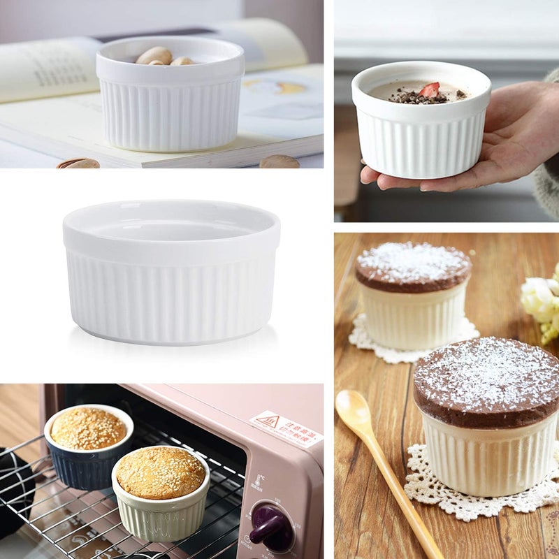 GPYG Ramekins 8 OZ, Set of 8, Souffle Dishes Oven Safe Porcelain Ramekins for Creme Brulee, Custard, Lava Cakes, Pudding, Flan, Mini Desserts, Small Baking Dishes Ramekins Bowls - Image 4