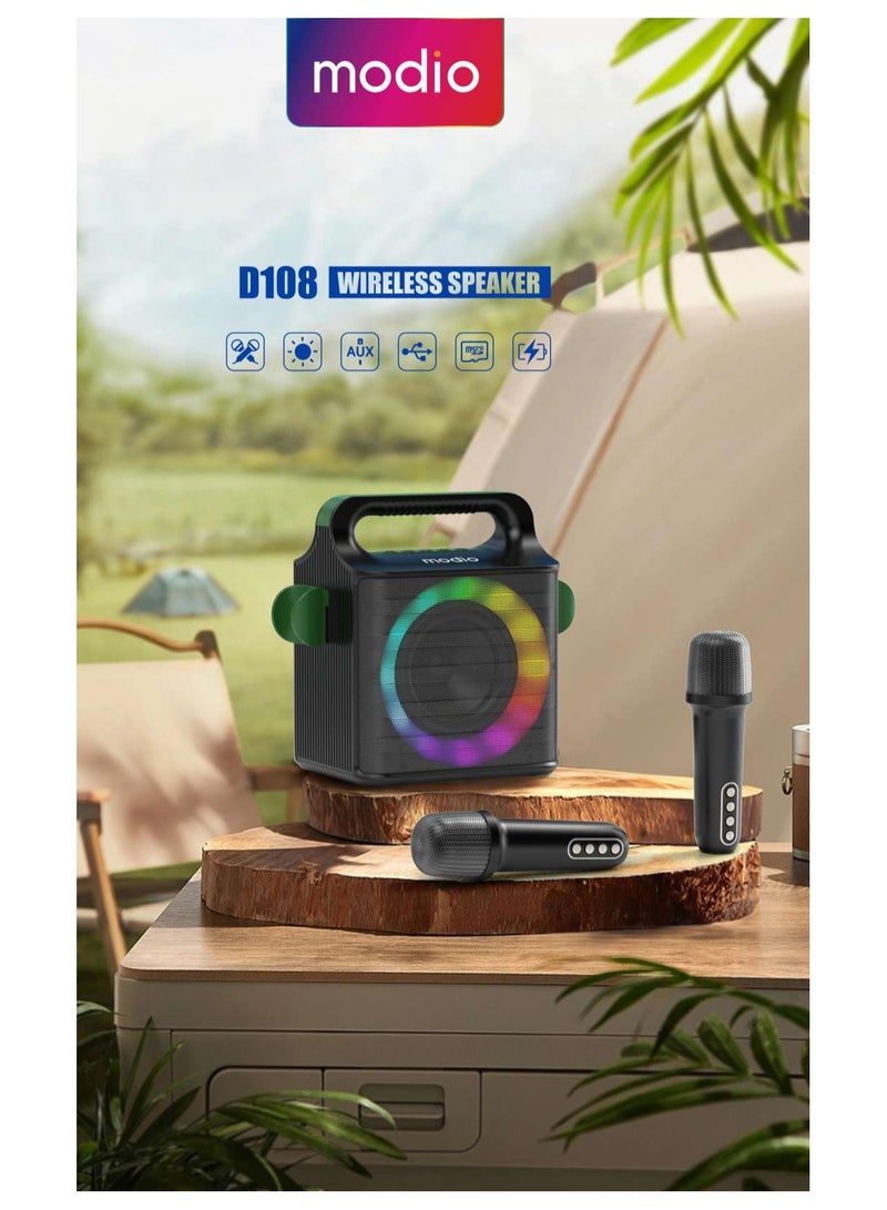 موديو D108 مكبر صوت بلوتوث لاسلكي محمول مع 2 ميكروفون لاسلكي - Image 5